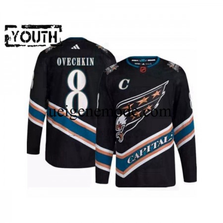 Kinder Washington Capitals Eishockey Trikot Alex Ovechkin 8 Adidas 2022-2023 Reverse Retro Schwarz Authentic